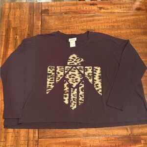 Ariat Women's Small Black & Cheetah Print Thunderbird Crop Tee